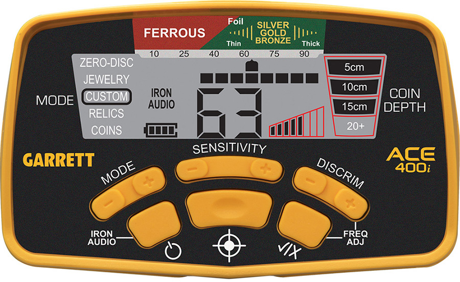 Garrett Ace 300i display sticker