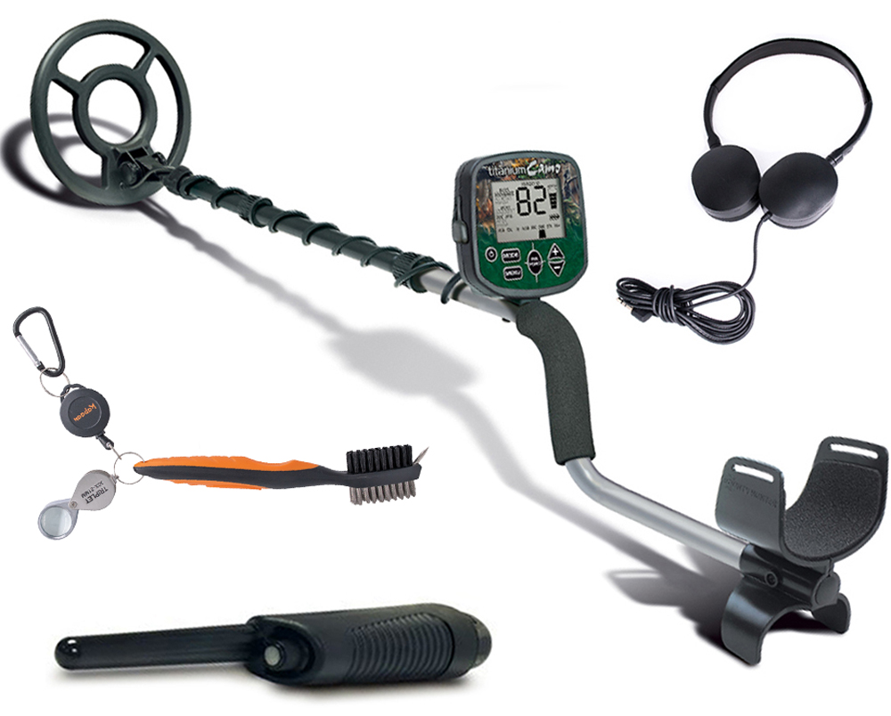 Bounty Hunter Titanium metaaldetector + pinpointer + vondstenborstel + hoofdtelefoon