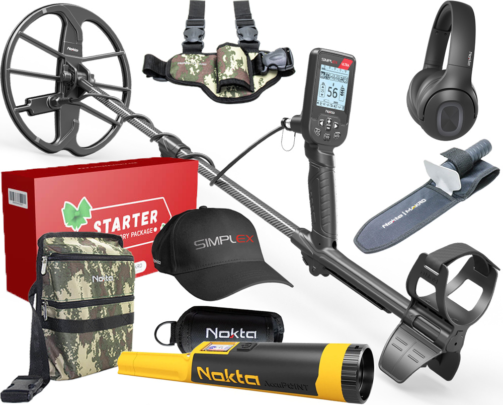 Nokta Simplex Ultra Metaaldetector met Bluetooth hoofdtelefoon, Nokta AccuPOINT pinpointer en gratis Starter Accessory Package